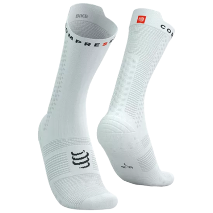 Tất đạp xe Compressport Unisex's Pro Racing Socks v4.0 Bike - Trắng/Đen (White/Black)