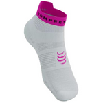 Compressport Unisex's Pro Racing Socks v4.0 Run Low - White/Safe Yellow/Neo Pink