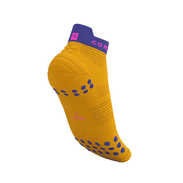 Compressport Unisex's Pro Racing Socks v4.0 Run Low - Saffron/Dazz Blue