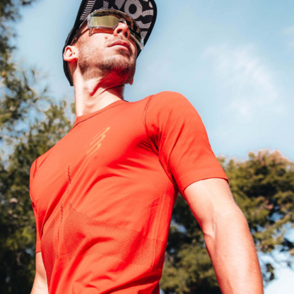 Áo chạy bộ Nam Compressport Racing SS Tshirt - Đỏ (Samba Red)