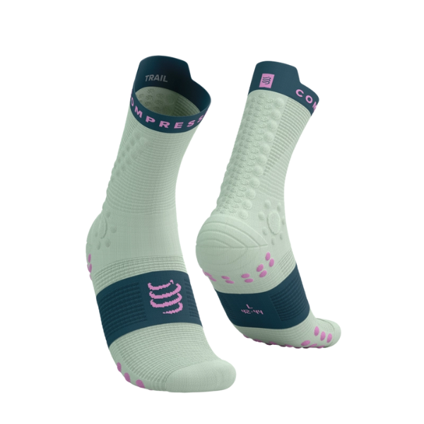 Tất chạy Trail Compressport Unisex's Pro Racing Socks v4.0 Trail - Aqua/Stargazer/Cyclamen