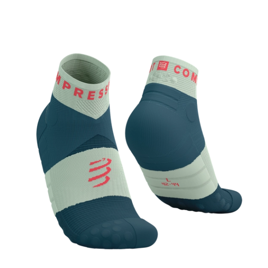 Tất chạy Trail Compressport Ultra Trail Low Socks - Trắng/Xanh (Stargazer/Aqua/Fluo Red)