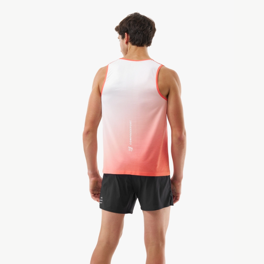 Áo chạy bộ Nam Compressport Performance Singlet - Đỏ/Trắng (Fluo Red/White)