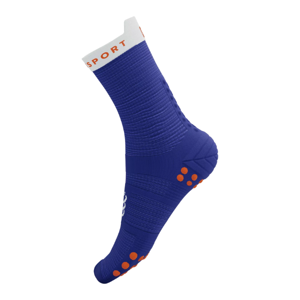 Tất chạy bộ Compressport Unisex's Pro Racing Socks v4.0 Run High - Xanh (Dazz Blue/White)