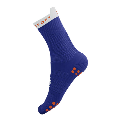 Tất chạy bộ Compressport Unisex's Pro Racing Socks v4.0 Run High - Xanh (Dazz Blue/White)