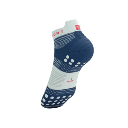 Tất chạy bộ Compressport Unisex's Pro Racing Socks v4.0 Run Low - Trắng/Xanh (Blues/Sugar)