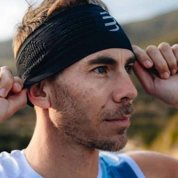 Băng đô thể thao Compressport Unisex's Headband On/Off - Đen (Black/White)
