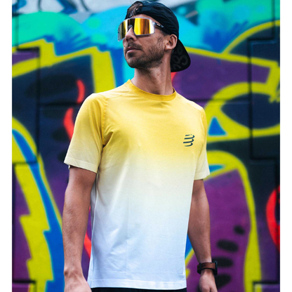 Áo Chạy Bộ Nam Compressport Performance SS Tshirt - Vàng/Xám (Ceylon Yellow/Grey Dawn)