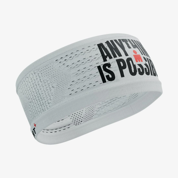Băng đô thể thao Compressport Headband On/Off 360 Print IRONMAN - Trắng (White)