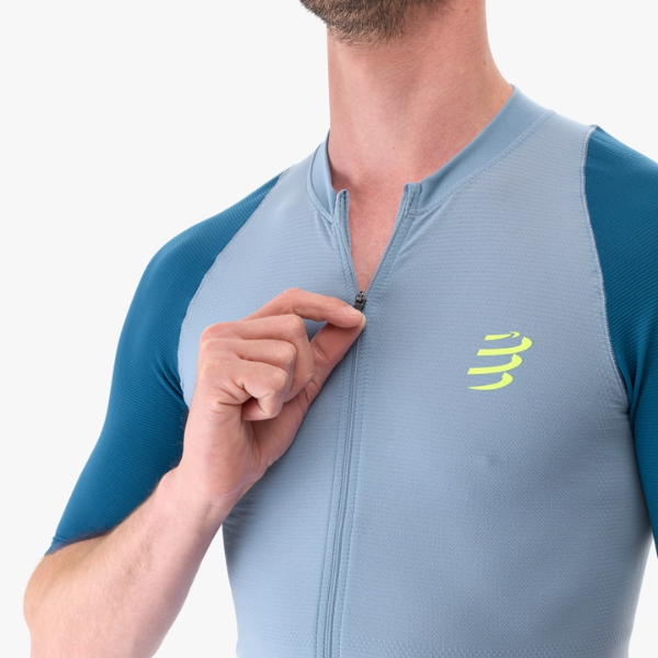 Áo chạy Trail Nam Compressport Trail Racing Postural SS Top - Xanh (Denim/Poseidon)