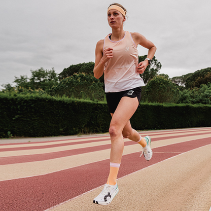 Tất chạy bộ Compressport Pro Racing Socks v4.0 Run High - Cam/Hồng (Buff Orange/Roseate)