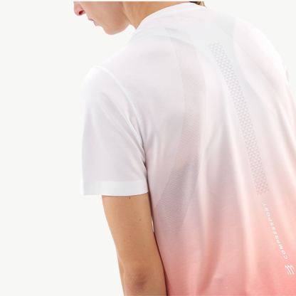 Áo chạy bộ Nữ Compressport Performance SS TShirt - Đỏ/Trắng (Fluo Red/White)