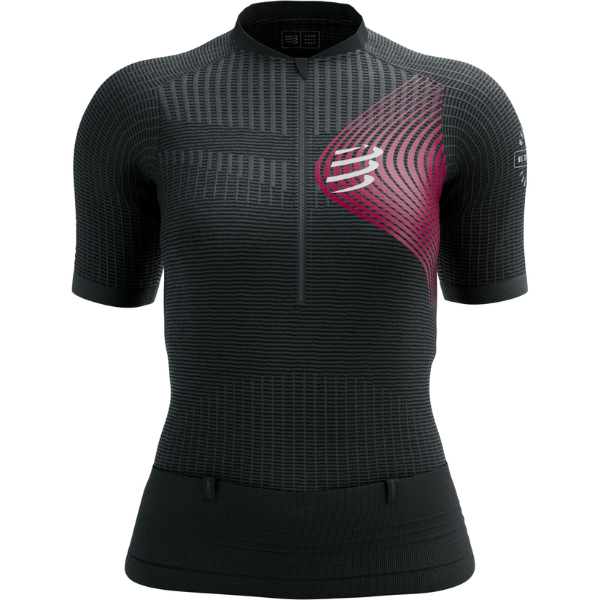 Compressport Women's Trail Postural SS Top - Black/Persian Red