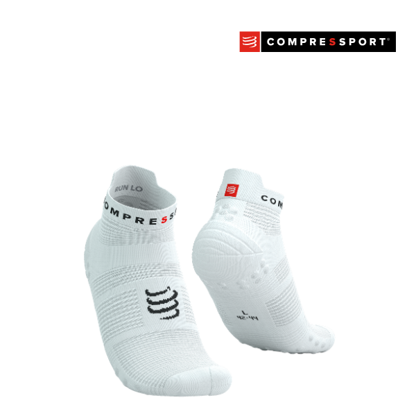 Tất Chạy Bộ Compressport Pro Racing Socks v4.0 Run Low - Trắng (White/Black)