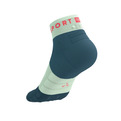 Tất chạy Trail Compressport Ultra Trail Low Socks - Trắng/Xanh (Stargazer/Aqua/Fluo Red)