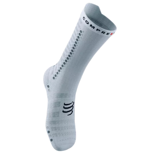 Tất đạp xe Compressport Pro Racing Socks V4.0 Ultralight Bike - Trắng/Đen (White/Black)