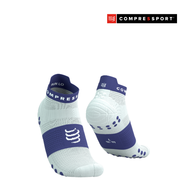 Tất Chạy Bộ Compressport Pro Racing Socks v4.0 Run Low - Star White/Orient Blue