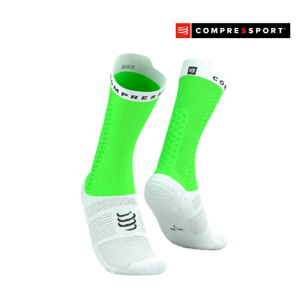 Tất đạp xe Compressport Pro Racing Socks v4.0 Bike - Neon Green/White