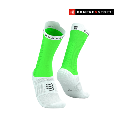 Tất đạp xe Compressport Pro Racing Socks v4.0 Bike - Neon Green/White