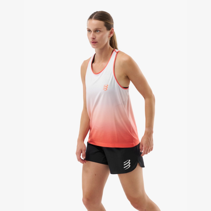 Áo chạy bộ Nữ Compressport Performance Singlet - Đỏ/Trắng (Fluo Red/White)