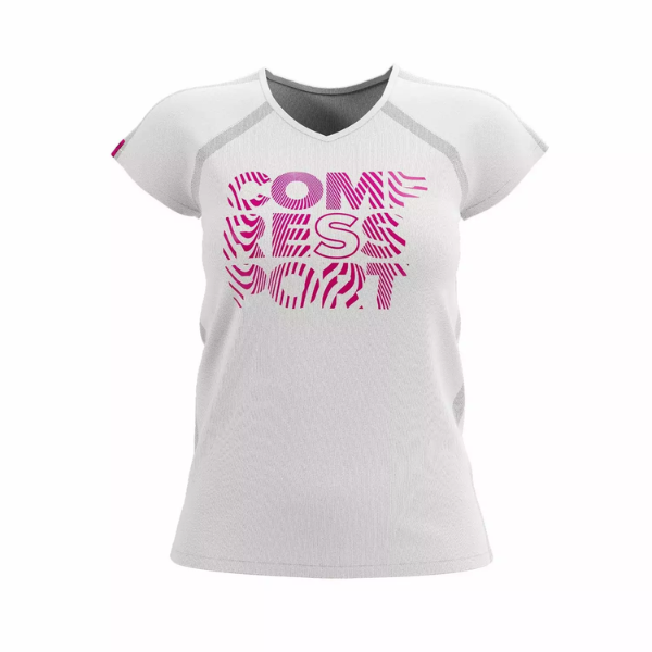 Áo chạy bộ Nữ Compressport Training SS T-Shirt - White/Pink - Ladies 202