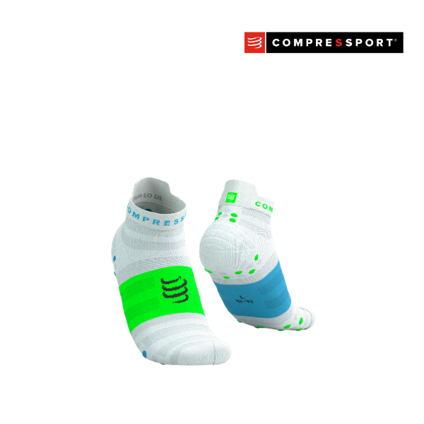 Tất chạy bộ Compressport Pro Racing Socks v4.0 Ultralight - Trắng/Xanh