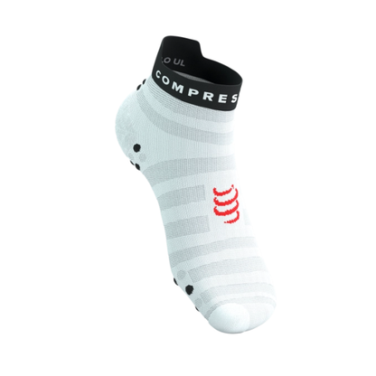 Tất chạy bộ Compressport Pro Racing Socks v4.0 Ultralight Run Low - Trắng/Đỏ (White/Fluo Red/Black)