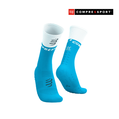 Tất chạy bộ Compressport Mid Compression Socks V2.0 - Norse Blue/White