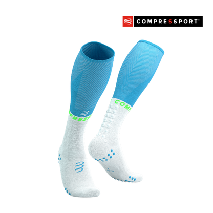 Tất chạy bộ Compressport Full Socks Oxygen - Xanh (Norse Blue/Neon Green)