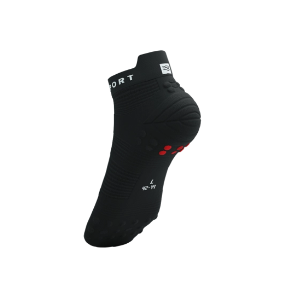 Tất chạy bộ Compressport Unisex's Pro Racing Socks v4.0 Run Low - Đen/Trắng (Black/White)