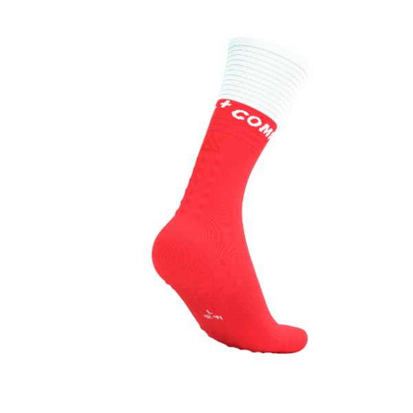 Tất chạy bộ Compressport Mid Compression Socks V2.0 - Đỏ/Trắng (Fluo Red/White)