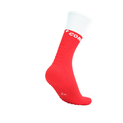 Tất chạy bộ Compressport Mid Compression Socks V2.0 - Đỏ/Trắng (Fluo Red/White)