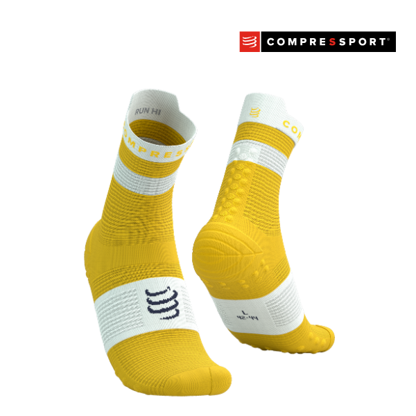 Tất Chạy Bộ Compressport Pro Racing Socks v4.0 Run High - Vàng Lemon/White