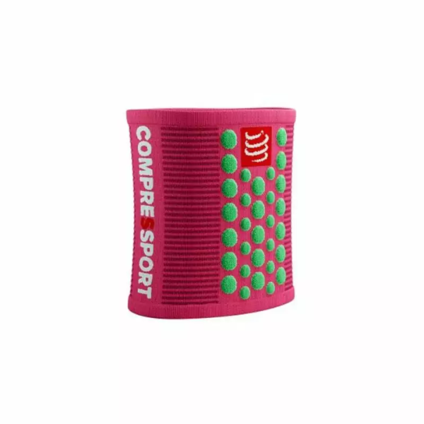 Băng bảo vệ cổ tay Compressport Unisex's Sweatbands 3D.Dots - Hồng (Hot Pink/Summer Green)