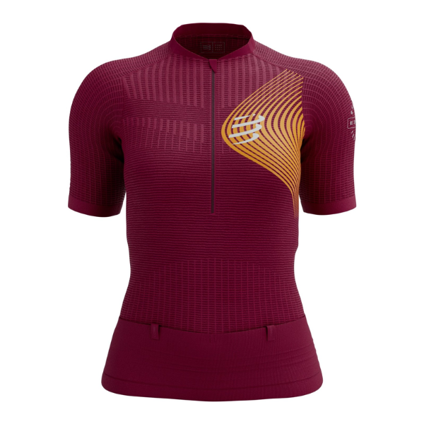 Compressport Women's Trail Postural SS Top - Persian Red/Blazing Orange