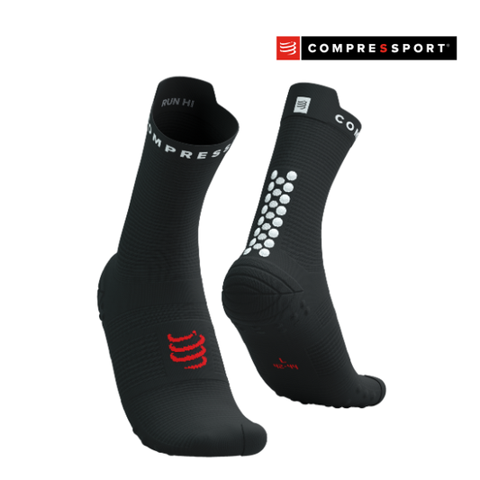 Tất Chạy Bộ Compressport Pro Racing Socks v4.0 Run High - Đen (Black/White)