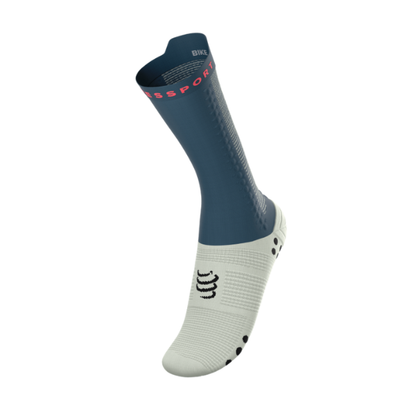 Tất đạp xe Compressport Unisex's Pro Racing Socks v4.0 Bike - Stargazer/Aqua/Fluo Red