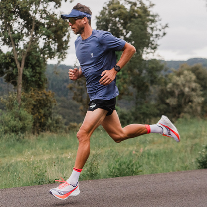 Tất chạy bộ Compressport Pro Racing Socks v4.0 Run High - Trắng/Đỏ (White/Fluo Red)