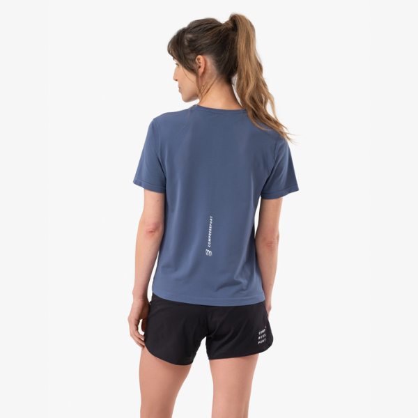 Áo chạy bộ Nữ Compressport Performance SS TShirt - Xanh (Indigo)
