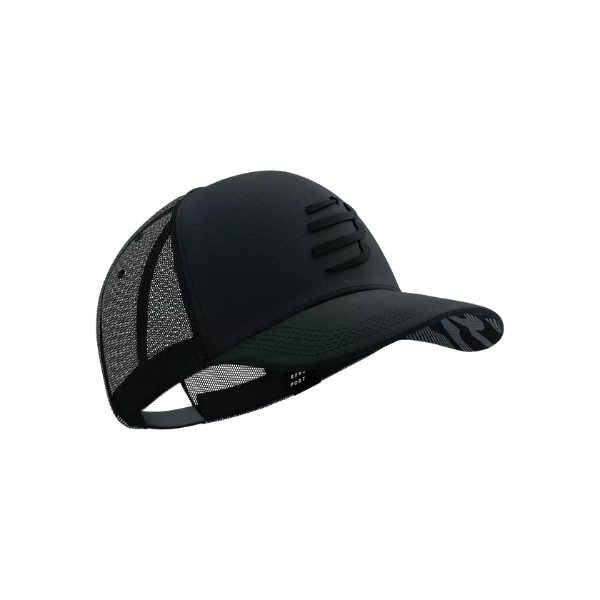 Mũ chạy bộ Compressport Trucker Cap - Đen (Black/Black Refl)