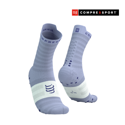 Tất Chạy Bộ Compressport Pro Racing Socks v4.0 Ultralight Run High - Tím Lavender/White