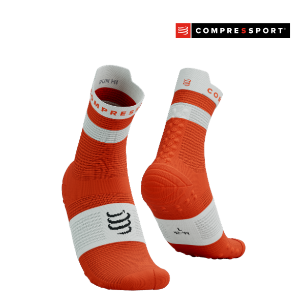Tất Chạy Bộ Compressport Pro Racing Socks v4.0 Run High - Tigerlily/White