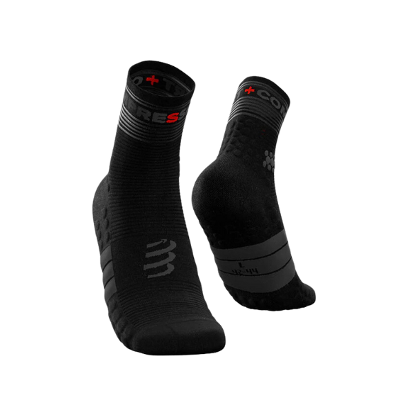 Tất chạy bộ Compressport Unisex's Pro Racing Socks Run High Flash - Đen (Black)