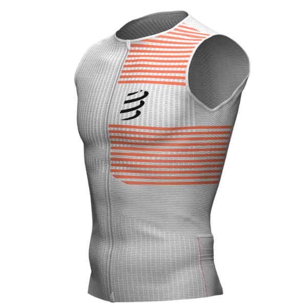 Compressport Men's Tri Postural Tank Top - White/Orangeade