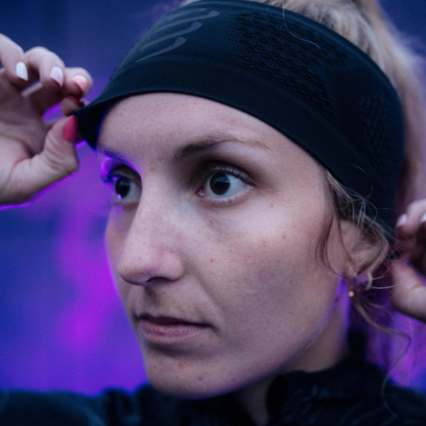 Băng đô thể thao Compressport Thin Headband On/Off - Aurora Black/Aurora