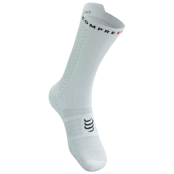 Tất đạp xe Compressport Unisex's Pro Racing Socks v4.0 Bike - Trắng/Đen (White/Black)