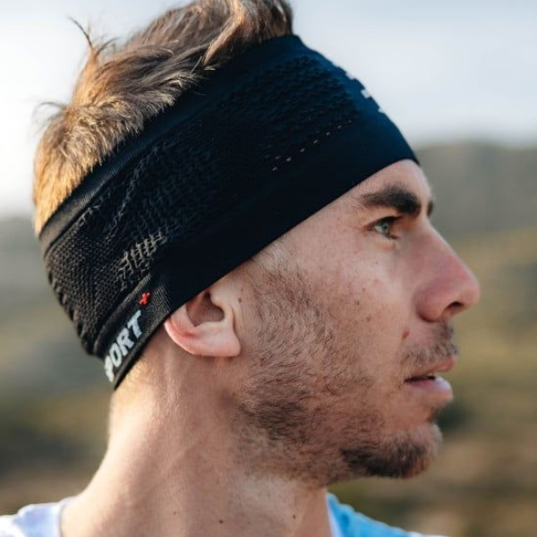 Băng đô thể thao Compressport Unisex's Headband On/Off - Đen (Black/White)