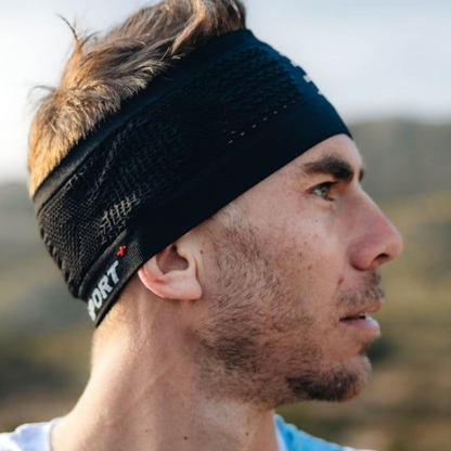 Băng đô thể thao Compressport Unisex's Headband On/Off - Đen (Black/White)