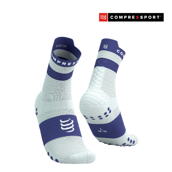 Tất Chạy Bộ Compressport Pro Racing Socks v4.0 Run High - Xanh/Trắng (Star White/Oriental Blue)