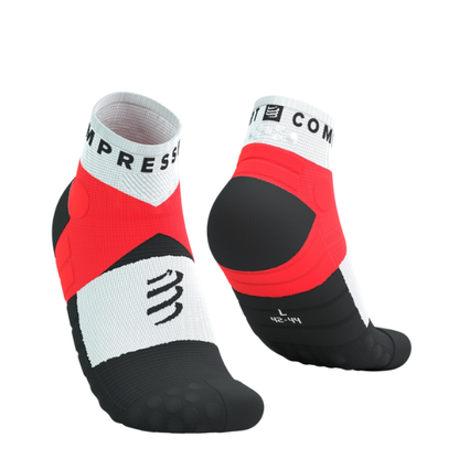 Tất chạy Trail Compressport Ultra Trail Low Socks - Đỏ/Trắng (Fluo Red/White)